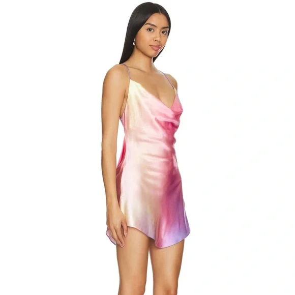 SER.O.YA ($398) Pracilla Dress in Sunset Tie Dye - Silk cowl neck - SIZE S - Picture 1 of 13